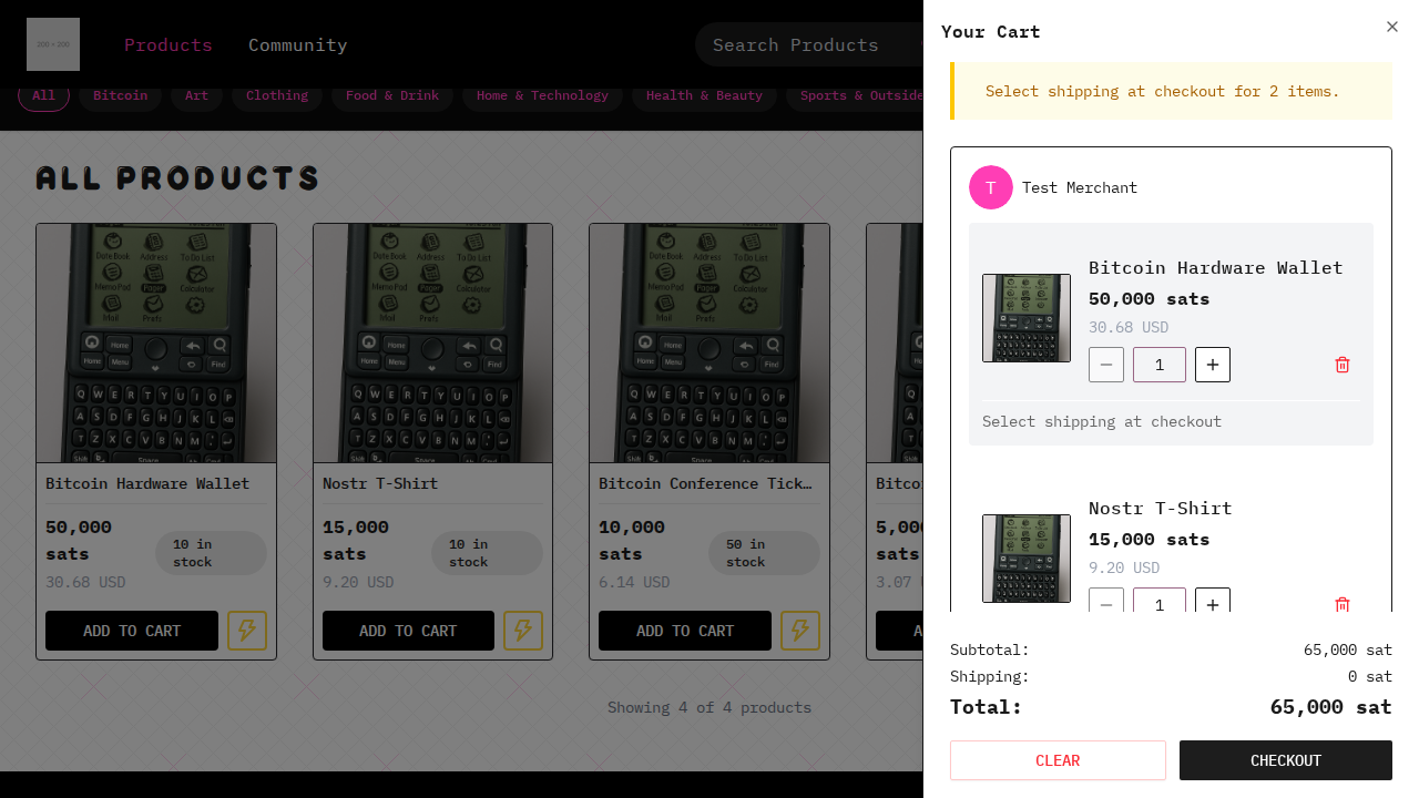 buyer adds two products to cart and totals are correct